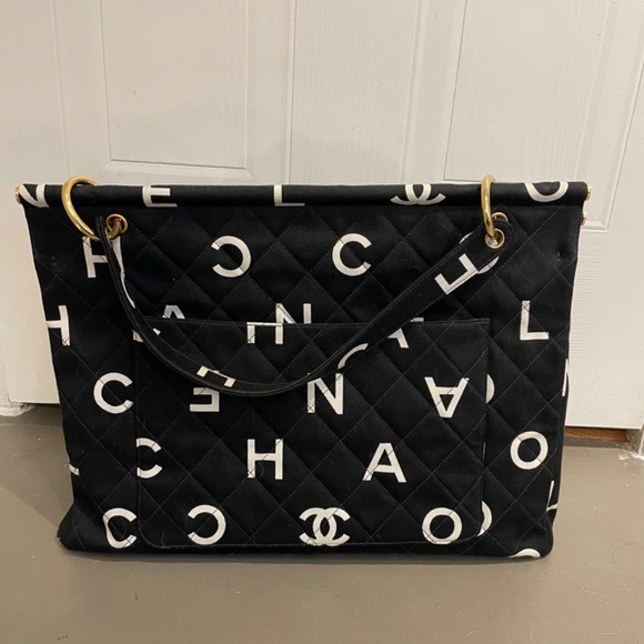 SOLD Chanel 1997 Canvas Letters Logo Tote - Picture 12 of 16